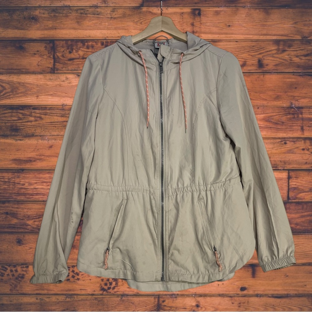 5 for $25🔥Avalanche Zip Front Tan Hooded Lightweight Jacket Small‎